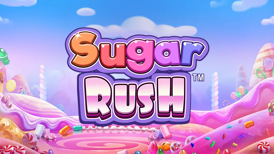 Sugar Rush gameplay - cuadrícula 7x7 con símbolos de dulces y multiplicadores activos